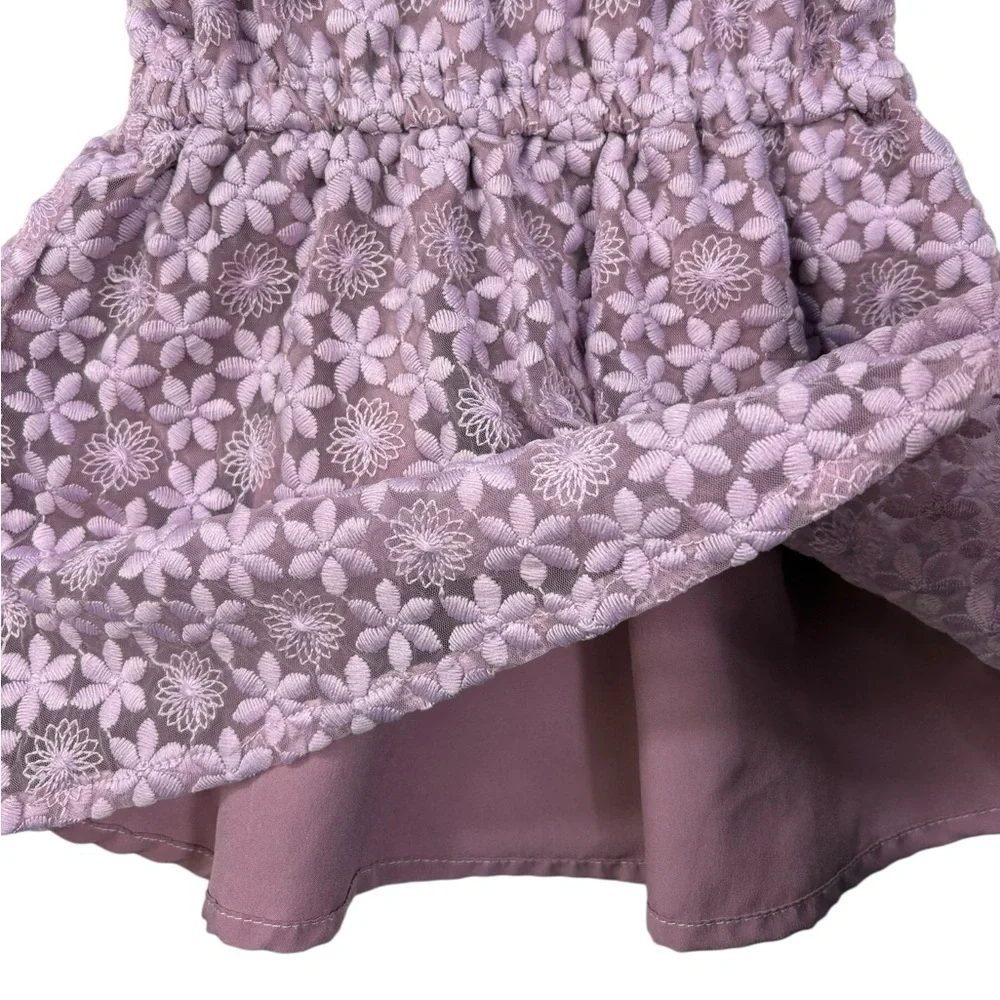 Gymboree Floral Lace Ruffle Cap Sleeve Baby Dress in Purple